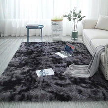 Load image into Gallery viewer, European long hair bedroom carpet bay window bedside mat washable blanket Gradient color living room rug Gray Blue