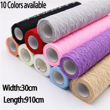 Load image into Gallery viewer, Lace Roll Organza Spool Fabric Ribbon 30*910cm Netting Fabric DIY Wedding Event Party Chair Sash Bow Table Runner Decoration
