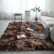 Load image into Gallery viewer, European long hair bedroom carpet bay window bedside mat washable blanket Gradient color living room rug Gray Blue

