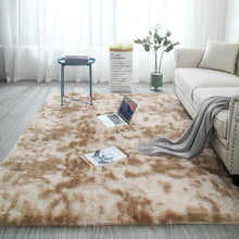 Load image into Gallery viewer, European long hair bedroom carpet bay window bedside mat washable blanket Gradient color living room rug Gray Blue
