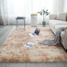 Load image into Gallery viewer, European long hair bedroom carpet bay window bedside mat washable blanket Gradient color living room rug Gray Blue
